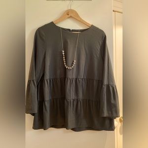 COS tiered green blouse